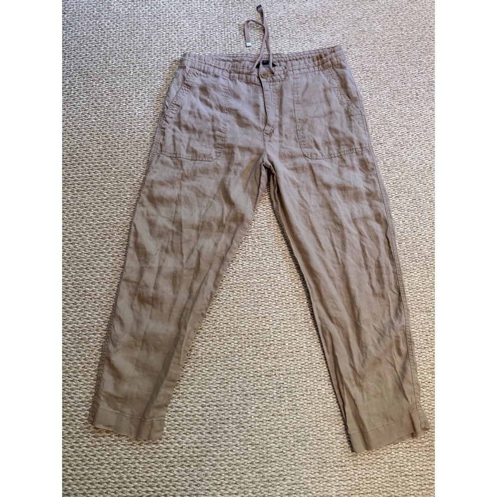Lauren Ralph Lauren 100% Linen Drawstring Cargo ankle Pants lagenlook euro 12